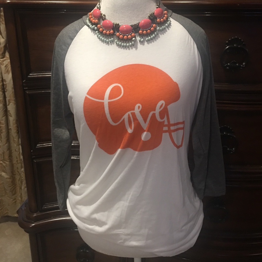 Baseball Grey & Orange Tee Football Hemet Love